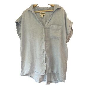 Rachel Zoe Light Blue Linen Button Down Shirt